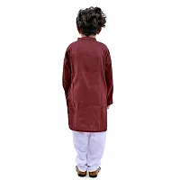 Trender Ethnic Wear Marron Cotton Blend Full Sleeve Plain Only Kurta For Kids-thumb2