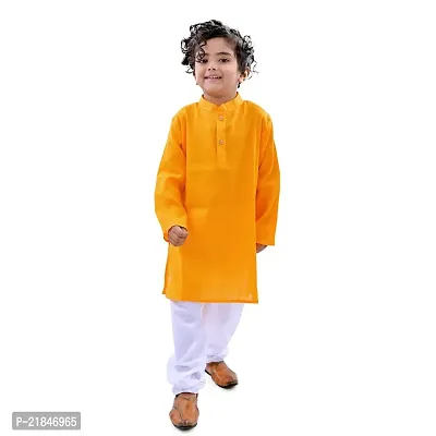 Trender Ethnic Wear Navy Blue, Yellow And Cream Color Rayon Full Sleeve Plain Kurta And One Pyjama (Pack of 4)-thumb5