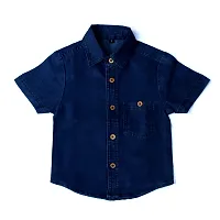 Trender Boy's Solid Regular Fit Shirts | Casual Cotton Denim Shirt for Kids | Solid Design Cotton Denim Half Sleeves Shirt for Boys-thumb2