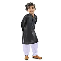 Trender Ethnic Wear Black Cotton Full Sleeves Plain Kurta Set For Kids-thumb2