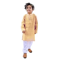 Trender Ethnic Wear Navy Blue, Yellow And Cream Color Rayon Full Sleeve Plain Kurta And One Pyjama (Pack of 4)-thumb3