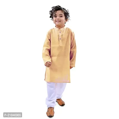 Trender Ethnic Wear Navy Blue, Yellow And Cream Color Rayon Full Sleeve Plain Kurta And One Pyjama (Pack of 4)-thumb4