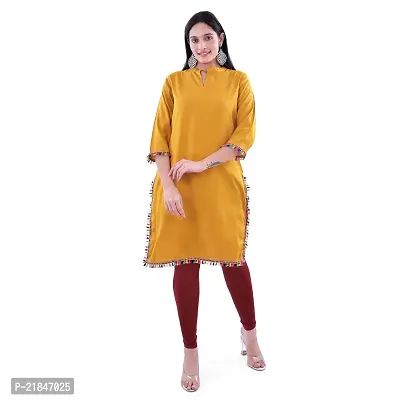 JAAMSO Royals Rayon Solid Straight Kurti for Women  Girls (Only Kurti)-thumb0