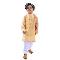 Trender Ethnic Wear Navy Blue, Yellow and Cream Color Rayon Full Sleeve Plain Kurta and One Pyjama (Pack of 4)-thumb3