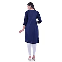 Trender Rayon Solid Navy Colour Straight Kurta for Women  Girls (Only Kurta)-thumb2