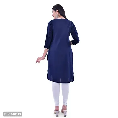 Trender Rayon Solid Navy Colour Straight Kurta for Women  Girls (Only Kurta)-thumb3