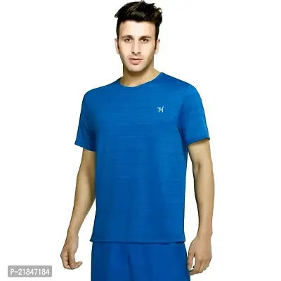 Trender Men's Polyster Round Neck Only T-Shirt for Swimming or Sports, SkyBlue Color [Half Sleeves]