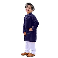 Trender Ethnic Wear Navy Blue, Yellow And Cream Color Rayon Full Sleeve Plain Kurta And One Pyjama (Pack of 4)-thumb2