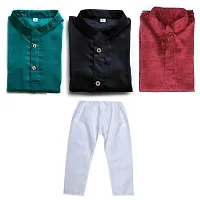 Trender Ethnic Wear Marron, Black and Green Color Rayon Full Sleeve Plain Kurta and One Pyjama (Pack of 4)-thumb1