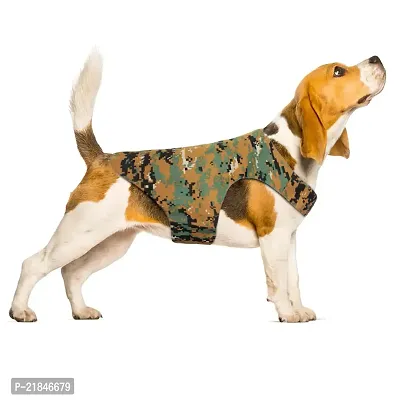 Trender Premium Dog Camouflage Army Coat Thicker T-Shirt Vest for All Weather (1 Piece) (5XL)