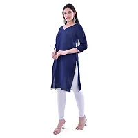 Trender Rayon Solid Navy Colour Straight Kurta for Women  Girls (Only Kurta)-thumb1