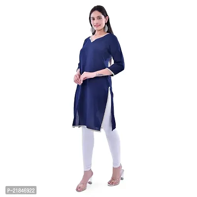 JAAMSO Royals Rayon Solid Straight Kurti for Women  Girls (Only Kurti)-thumb2