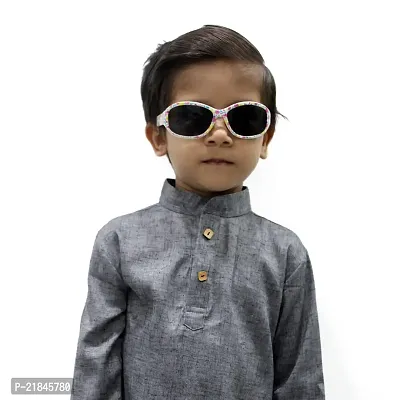 JAAMSO ROYALS Ethnic Wear Grey Cotton Blend Full Sleeve Plain Only Kurta For Kids-thumb0