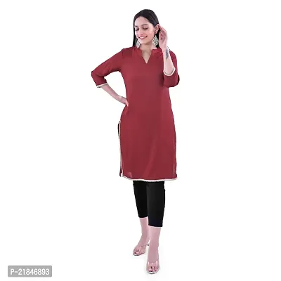 JAAMSO Royals Rayon Solid Straight Kurti for Women  Girls (Only Kurti)