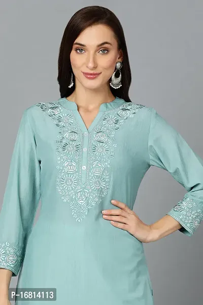 Vaamsi Straight Blue Solid Silk Blend Kurta VCK9249-thumb2