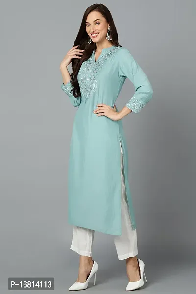 Vaamsi Straight Blue Solid Silk Blend Kurta VCK9249-thumb3