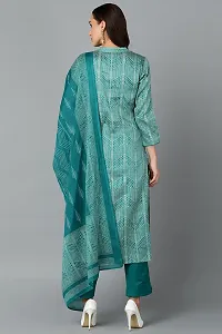 Vaamsi Straight Green Printed Silk Blend Kurta, Bottom and Dupatta Set VKSKD1814-thumb1