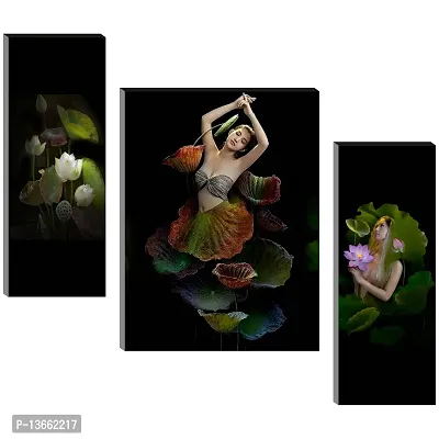 Duong Quoc Dinh UV Textured Self Adhesive MDF Wall Art Painting- 3 Pieces