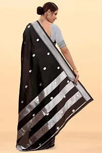 ROBES NEW ARRIVAL Women's Solid LITCHI SILK 5.5 Meter Saree with Unstitched Blouse Piece (BLACK)-thumb2