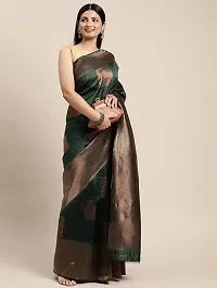 ROBES NEW ARRIVAL Women's Solid LITCHI SILK 5.5 Meter Saree with Unstitched Blouse Piece [DARK GREEN-thumb3