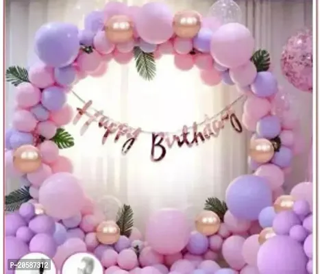 Happy Birthday Bunting, Metallic and Chrome Balloons, Glue Dot, Arch Strip for Birthday Decorations Celebrations - 58Pcs-thumb0