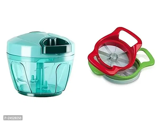 Satsun Enterprise Combo Of New Handy Mini Fruit and Vegetable Chopper(375Ml) And Apple Cutter/Slicer With 8 Blades