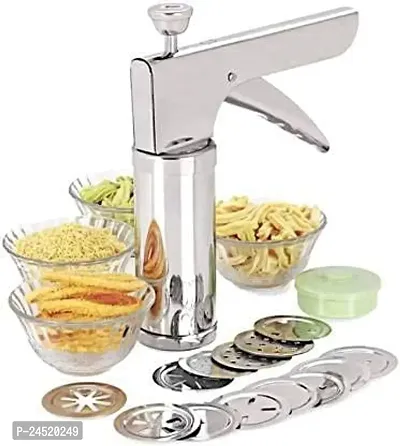 Stainless Steel Kitchen Press With 15 Different Types Of Jalies, Murukku Maker/Bhujiya Maker/Cookies/Namkeen/Noodles/Chakali Maker/Sev Maker/Farsan Maker/Gathiya Maker-thumb0