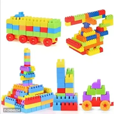 SATSUN ENTERPRISE Learn and Play Educational Building Blocks 60Pcs (52 Pieces + 8 Tyres)  (Multicolor)-thumb0