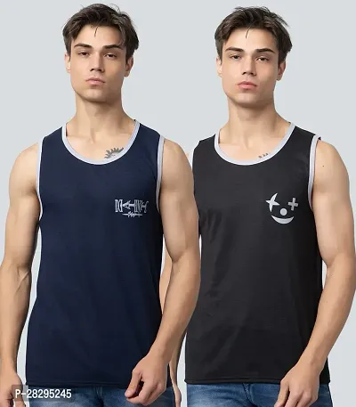 Classic Cotton Printed Gym Vest for Men, Pack of 2