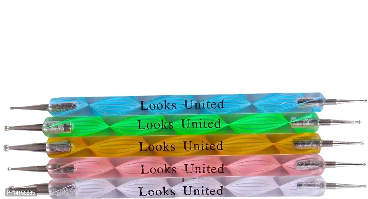 Looks United 15 Nail Art Brushes, 5 Dotting Tools, 5 Striping Tape Rolls (Pack Of 25)-thumb3