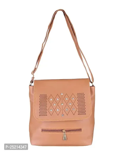 Looks United Designer PU Women Handbag (Tan)-thumb2