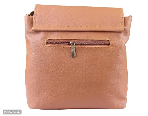 Looks United Designer PU Women Handbag (Tan)-thumb3