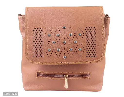 Looks United Designer PU Women Handbag (Tan)-thumb0