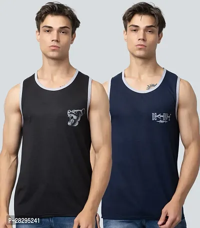 Classic Cotton Printed Gym Vest for Men, Pack of 2-thumb0