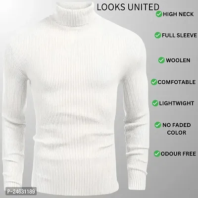 Classic Wool Solid Long Neck Sweater for Men-thumb0