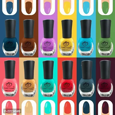 12 High Gloss Smooth Finish Long Lasting Without Chipping Nail Polish Multicolor  (Pack of 12)-thumb0