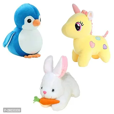 Stuffed Toys Combo 3 Toys Unicorn, Penguin, Rabbit with Carrot