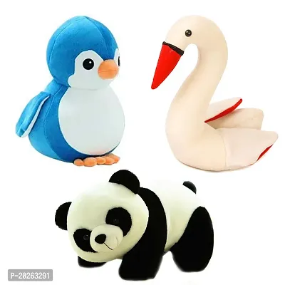 Soft Toys Combo for Kids 3 Toys Penguin, Panda and Swan-thumb0