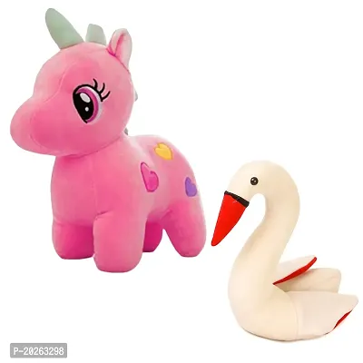 Soft Toys Combo for Kids 2 Toys Pink Unicorn and Swan