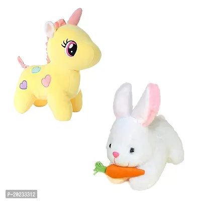 Stuffed Toys Combo 2 Toys Unicorn, Rabbit with Carrot-thumb0