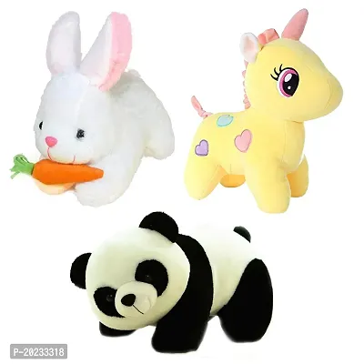 Stuffed Toys Combo 3 Toys Unicorn, Panda, Rabbit with Carrot