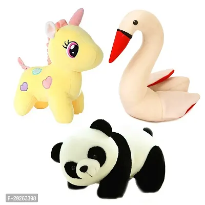 Soft Toys Combo for Kids 3 Toys Unicorn, Panda and Swan