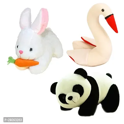 Soft Toys Combo for Kids 3 Toys Panda, Rabbit with Carrot and Swan-thumb0