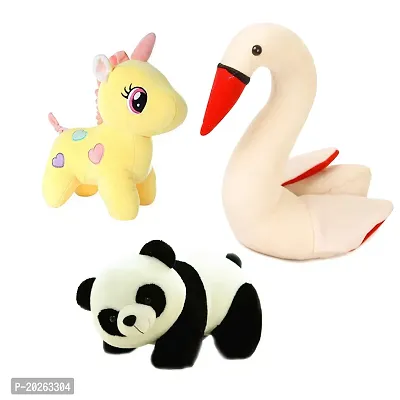 Soft Toys Combo for Kids 3 Toys Unicorn, Panda and Swan
