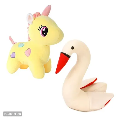 Soft Toys Combo for Kids 2 Toys Yellow Unicorn and Swan