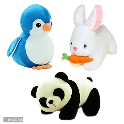 Stuffed Toys Combo 3 Toys Panda, Rabbit with Carrot, Penguin-thumb0