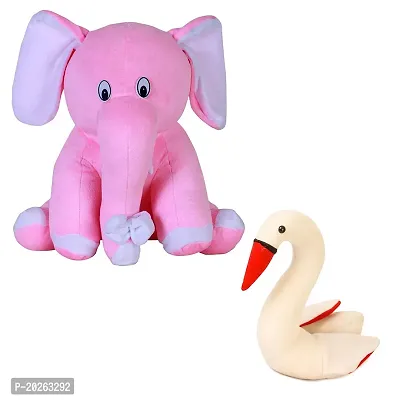 Soft Toys Combo for Kids 2 Toys Pink Baby Elephant and Swan