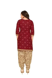 Elegant Cotton Maroon Printed Dress Material With Dupatta Set For Women-thumb2