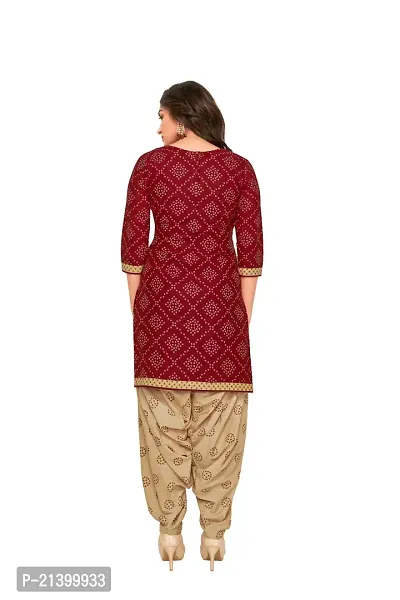 Elegant Cotton Maroon Printed Dress Material With Dupatta Set For Women-thumb3