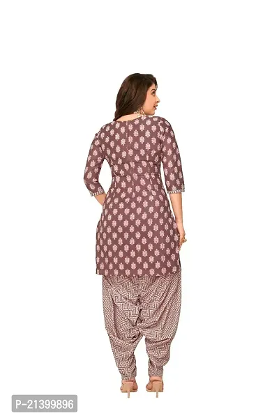 Elegant Cotton Purple Printed Dress Material With Dupatta Set For Women-thumb3